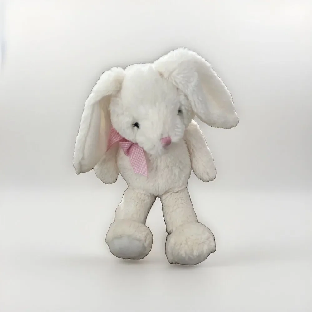 The Children’s Place 13” Plush Bunny Rabbit Ivory White Stuffed Animal Pink Bow